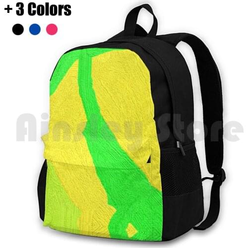 3 Shades Of Green Oil Painting Outdoor Hiking Backpack Waterproof Camping Travel Oil Painting Green Oil Painting Green Simple