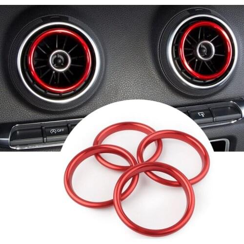4 pcs aluminum alloy air vent ring Cover Stickers For Audi A3 8V S3 2014-2019 Sportback Sedan Interior Accessories Car Styling