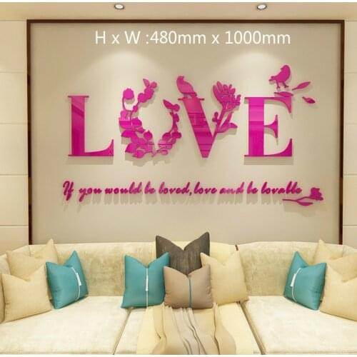 480*1000 Mm LOVE Warm 3d Acrylic Room Wall Stickers Wedding Background Painting Romantic Wall Decorations
