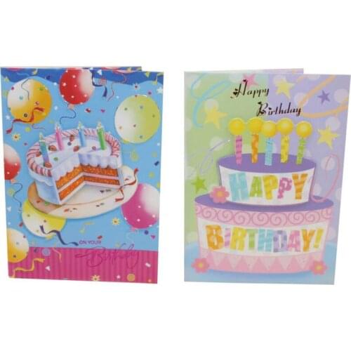 6 Pcs/lot Birthday Cake Pattern Blessing Greeting Card Thank You Card Folding Happy Birthday Music Card