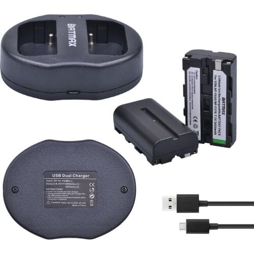 Batmax 2pcs NP-F550 NP F550 NPF550 Battery +USB Dual Charger for Sony NP-F570 F530 CCD-SC55 CCD-TRV81Digital Camera Battery