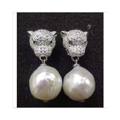 Free shipping Selling 12mm elegant pretty natural south sea white pearl earrings silver>free shipping