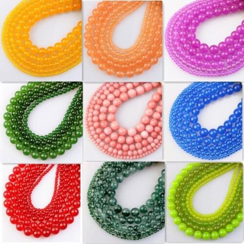 23 Colors Natural Stone Beads Aquamarine Color Jade Round Loose Beads for DIY Bracelet Necklace Jewelry Making