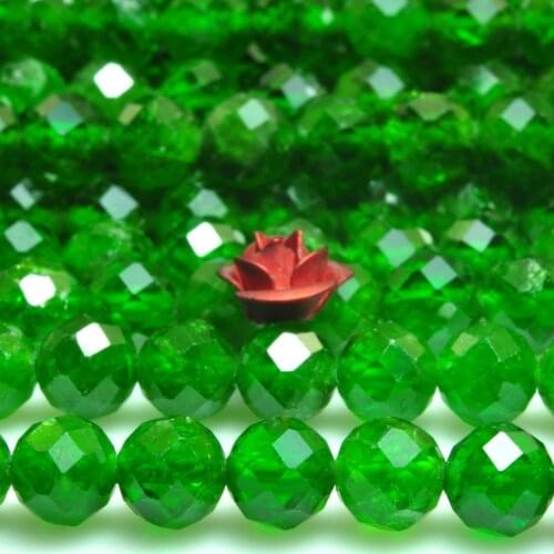 Natural Diopside Faceted Round Loose Beads Wholesale Gemstone Semi Precious Stone Bracelet Necklace Diy Jewelry Making Design