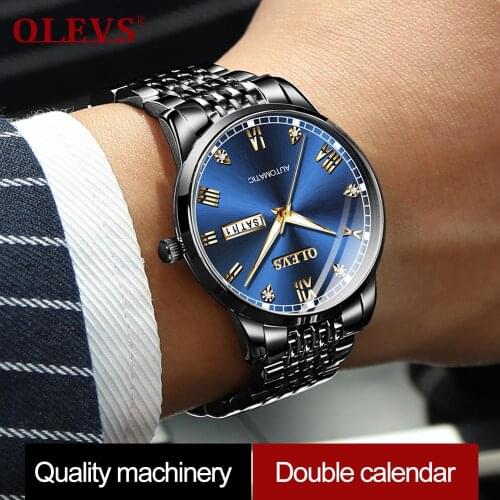 OLEVS Top Brand Mens Automatic Mechanical Watch Waterproof Classic Business Men Watches Steel Strap Watch Gift
