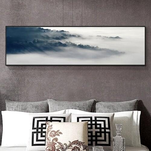 Nordic Style Decor Foggy Mountain Black White Landscape Wall Art Poster Canvas Art Print Painting Wall Picture for Living Room