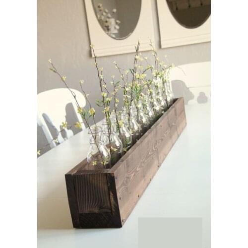 Wood Solid Decorative Vase special design 100% pine tree candle plant bottles Tabletop Vase home decor rustic Boho-chic design