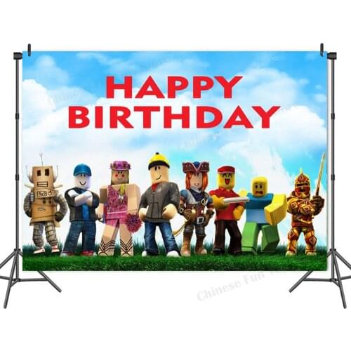 Roblox Happy Birthday Backdrops For Photography Kids Boys Girls Game Theme Party Background Cloth DIY Room Decoration 150*100cm