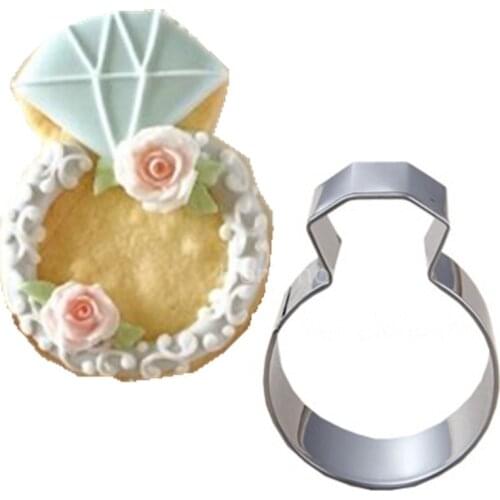 Hot Lady Wedding Party Diamond Ring Cookie Mold Stainless Steel Kitchen Accessories Baking Tools Cookie Cutter Cookie Stamp