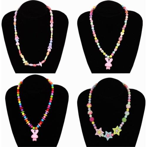 Round Beaded Toddlers Handmade DIY Plastic Storage Box(With 9-piece Accessories) Crafts Making Necklace Kit Baby Toys Girls Gift