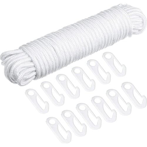 JFBL Hot Flagpole Rope Clips String Flag Pole Hooks Kit 1/4 Inch 50 Ft Nylon Replacement Thick Wire Hang Flag Flagpoles Line