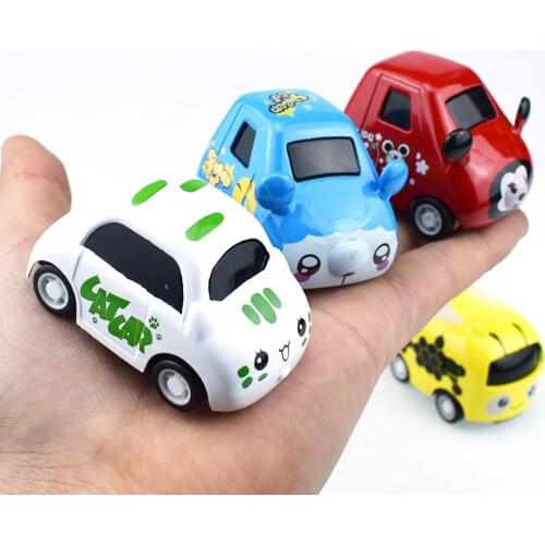 Mini Q Version Fun Cartoon Alloy Car Model Cute Animal Expression Smiley Car Toy Car Children Interactive Toy Holiday Gift