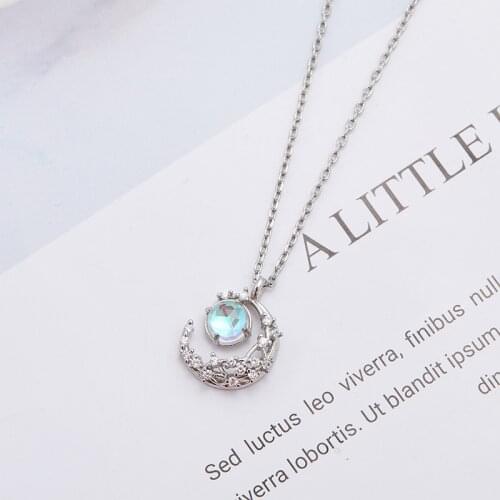 Fashionable 925 Sterling Silver Chain Clavicle Short Necklace Moon Hao Stone Womens Boutique Jewelry Simple Popular