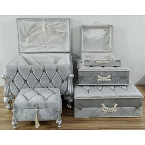 New Season Special Edition Special and Quality Fabric Avangarde Luxury 5-Piece Dowry Chest Set - 7 Different Color Options