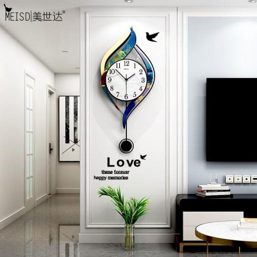 Printed Clock Wall Watch Pendulum Large Wall Art Poster Paintings Room Horloge Quartz Silent Live Room Home Decor Ready