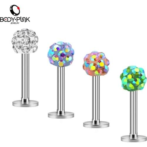 Body Punk 4Pcs 16G Labret Piercing 316L Stainless Steel Monroe Lip Piercing Tragus Helix Stud Earring Piercing