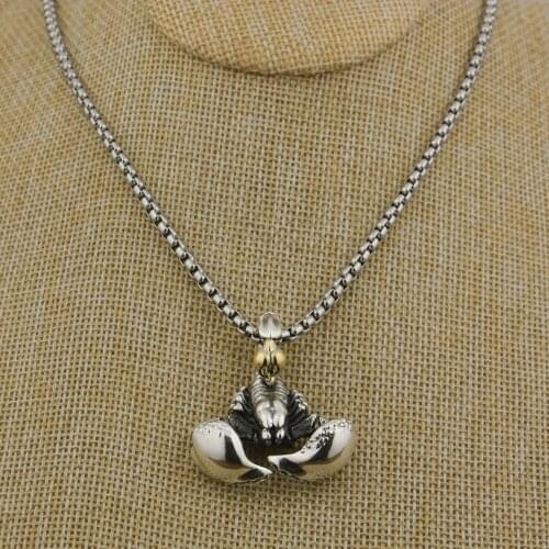 Scorpion Brass Tail Mens Biker Punk Huge 925 Sterling Silver Pendant TA41