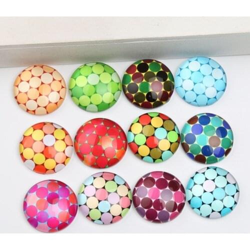 Reidgaller mixed dot photo round dome glass cabochon 12mm diy flatback jewelry accessories for earrings bracelets