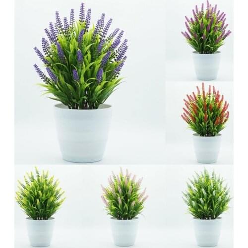 Romantic Lavender Flower Silk Artificial Flowers plants Fake Artificiales Wedding Home Garden Table Decoration