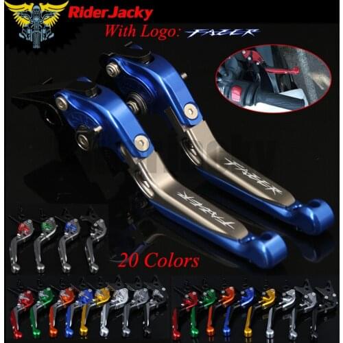 RiderJacky LOGO "FAZER" Motorcycle CNC Brake Clutch Levers For Yamaha FZ1000 FAZER 2001-2005 2004 Adjustable Extendable Foldable