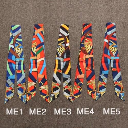 High end classic printing tied bag handle silk scarf small ribbon decorative scarf bag with decorative womens scarf