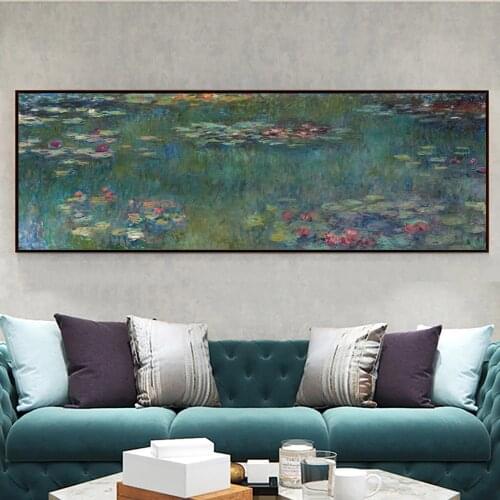 The Modern Water Lilies Setting Sun large Size Wall Art Posters Print Landscape Canvas Painting For Living Room Decor No Frame