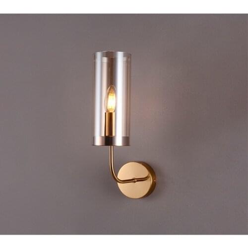 Modern Blue/Amber Glass Aisle Wall Lamp Parlor Wall Sconce Bedroom Bedside Wall Lamp E14 LED Bulb 110V/220V Home Art Deco