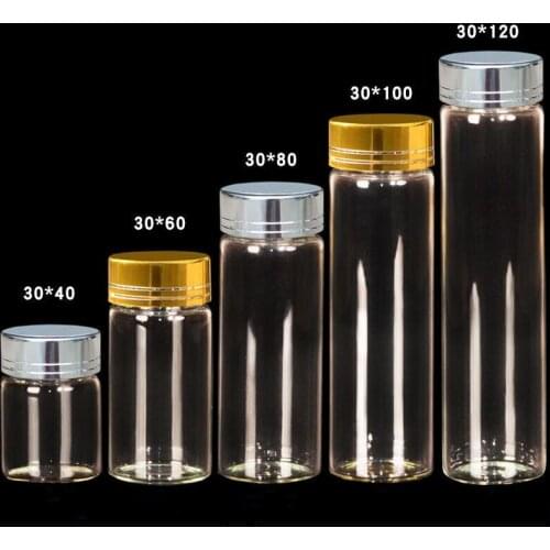 500pcs 10/15/20/25/30/35/40/50/60/80/100ml Alumina Cap Spice Bottles Glass Container Jars Vials DIY Craft Home Storage Boettles