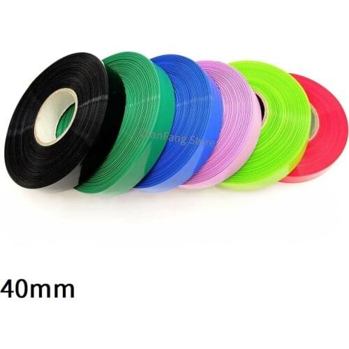 PVC Heat Shrink Tube 40mm Width Blue Black Fruit Green Shrinkable Cable Sleeve Sheath Pack for 18650 Lithium Battery Film Wrap