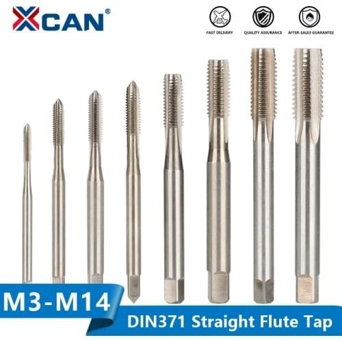 XCAN DIN371 Screw Tap M3-M12 HSS Machine Tap Drill Bit Straight Flute Thread Tap Threading Tools