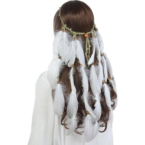 Haimeikang Ethnic Feather Headband for Women Dream Catcher Festival Head Band Adjustable Hairbands Bohemian Hair Accessories