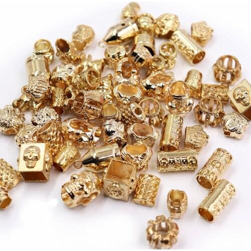 Gold Color Metal Cord End Buttons mix any style Sweater Coat Decoration Buttons Accessories DIY 50Pcs/Lot JS-mix001