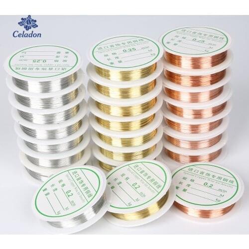 0.2/0.25/0.3/0.4/0.5/0.6/0.8/1mm Copper Wires 1 Roll Alloy Cord Silver Gold Copper Color Beading Wire Bead Rope Jewelry Findings