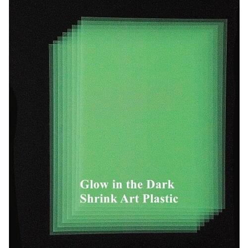 10pcs Luminous Heat Shrink Art Plastic Sheet Glow in The Dark Shrinky Film Paper Handmade Shrinket Gift for Halloween Christmas