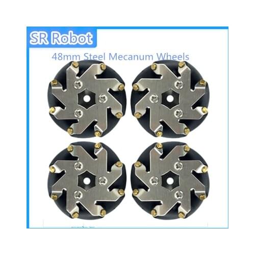 4pcs/lot 48mm Steel Mecanum Wheels Set( 2 Left 2 Right) Omni Wheel For Arduino Robot Competition Wheel Smart Car Robocup/Robocon
