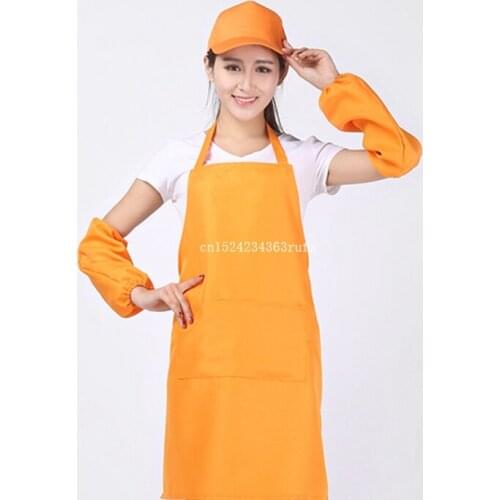 50pcs Kitchen Apron Woman and Man Cooking Aprons Chef Restaurant Waiter Apron Black Blue Polyester Material