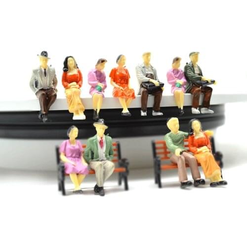 50pcs 1/30 Model People Figures Sitting Park Street For Train Passenger Painted Building Road Landscape Sand Layout ABS Plastic