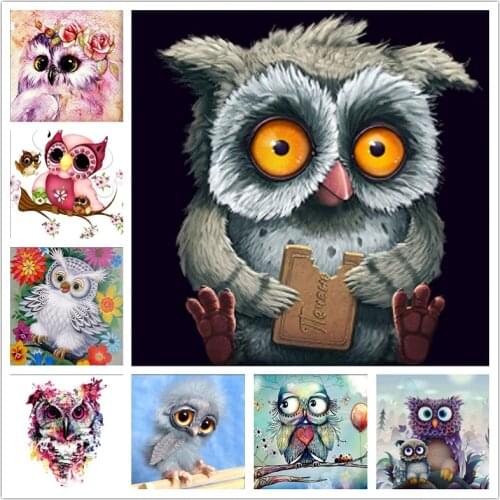 LUOVIZEM DIY 5D Diamond Painting Cute Owl Animal Pattern Home Decor Embroidery Cross Stitch Full Square/Round Drill Painting