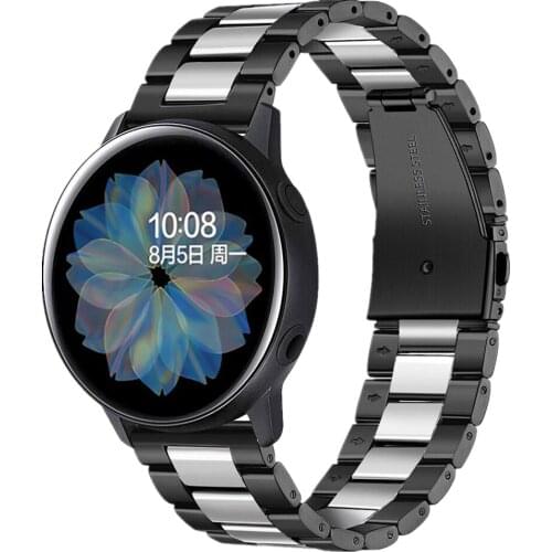 For samsung galaxy watch active 2 44mm band 20mm Premium Solid stainless steel link bracelet Bands for active2 40mm wrist strap