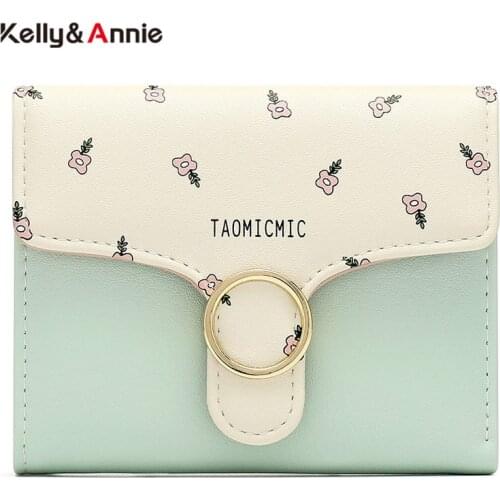 Brand Designer Trifold Flower Pattern Women Wallets Small Pu Leather Zipper Coin Purse Card Holder Short Female Wallet Ladies