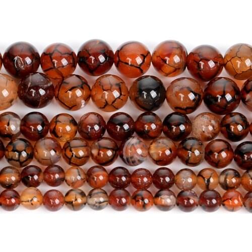 Red Black Dragon Veins Agate Natural Stone Beads Round Loose Beads For Jewelry Making DIY Bracelets Accessories Beads 6/8/10MM