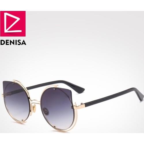 DENISA Rimless Cat Eye Sunglasses Women Vintage Cateye Shades Fashion Trendy Retro Sunglasses Ladies Pink UV400 Gafas G17048