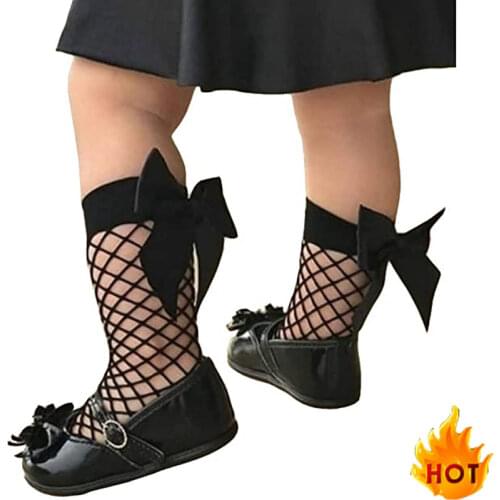 1-8Y New Fashion Fishnet Socks Girls Vintage Spring Summer Fishing Net Bow Short Socks Children Mesh Socks Accessories