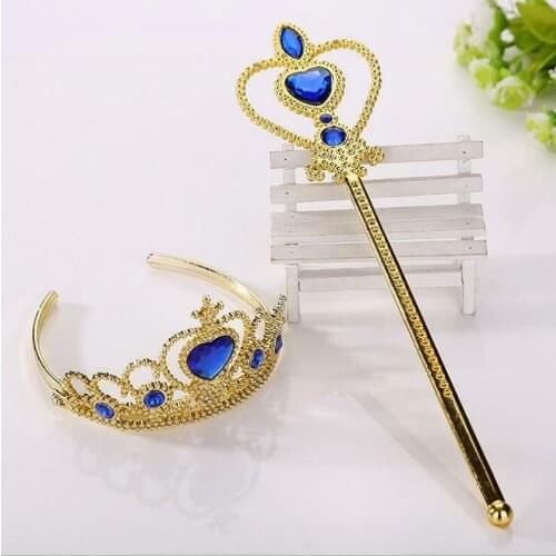 Feverbary Girl Headdress Princess Crown Wand Cosplay Costume Accessory Headdress Little Girl Birthday Party Show Decoration