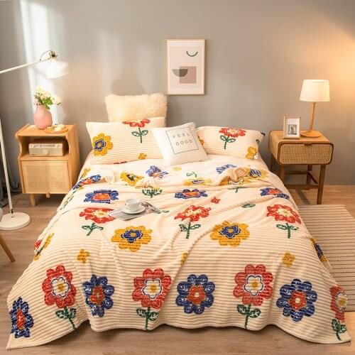 Fleece Blanket Winter Flannel Thick Bedspreads Nordic Couple Bed Quilt Cartoon Bedsheet Adult Children TV Throws Sofa Bedcover