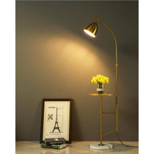 Living room, bedroom, bed, sofa, golden light luxury, creative marble coffee table, floor lamp