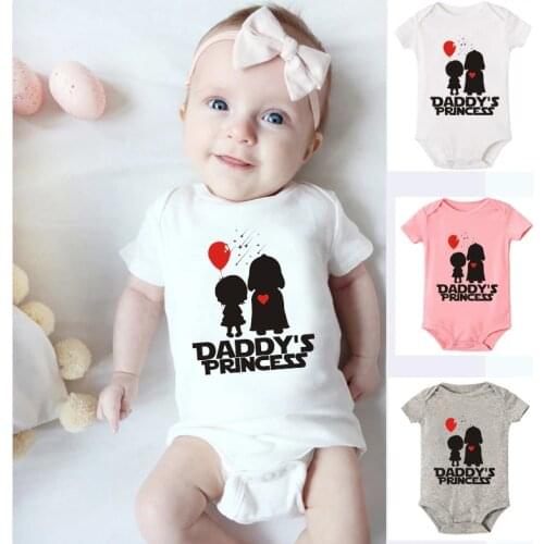 Baby Boys Girls Cotton Bodysuit Infant Funny Daddys Princess Letters Graphic Printed Fashion Onesies Toddler Soft Wear Rompers