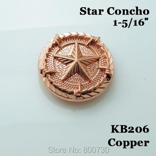 KB206) 10pc 1-5/16'' Pistols with Berry Concho Saddle Concho Copper