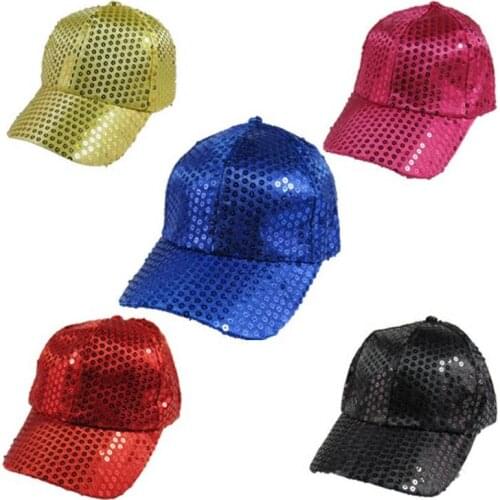 Club Party Dancer Stage Sequin Cap Adults Children Baseball Cap Glitter Sparkling Shiny Hats Adjustable colorful Christmas gift