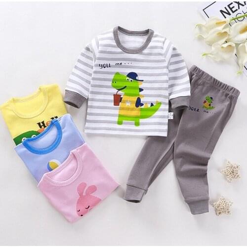 Kids Girls Underwear Suits Baby Boys Pajamas Clothes Set Autumn Winter Long Sleeve Tops + Trousers 2pcs Childrens Clothing Sets